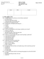 Kiểm tra 15 phút Môn: Công nghệ 7 - Tuần 25 tiết 30 (Đề B)