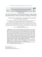 Đánh giá hoạt tính sinh học một số loài thực vật tại Khu Bảo tồn thiên nhiên Bắc Hướng Hóa và vùng lân cận, tỉnh Quảng Trị