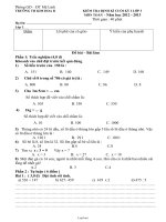 Kiểm tra định kì cuối kỳ I lớp 3 môn toán - Năm học 2012 - 2013 thời gian : 40 phút