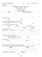 Bài kiểm tra giữa học kỳ I Lớp 3 - Trường TH Trần Quốc Toản