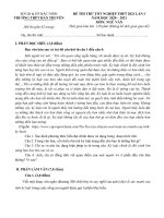 Đề thi thử TN THPT 2021 lần 1 môn Ngữ Văn trường THPT Hàn Thuyên - Bắc Ninh - THI247.com