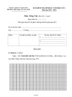 Bài kiểm tra định kì cuối học kỳ I môn Tiếng việt (bài viết) - Lớp 4