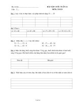 Bài tập cuối tuần 11 môn: Toán 2