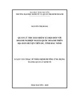 Quản lý thu bảo hiểm xã hội đối với doanh nghiệp ngoài quốc doanh trên địa bàn huyện tiên du tỉnh bắc ninh 