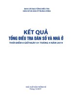 Ebook Kết quả tổng điều tra dân số và nhà ở (Thời điểm 0 giờ ngày 01 tháng 4 năm 2019): Phần 1