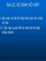 Giáo án Lớp 6 - Môn Sinh học: Bài 22: Vệ sinh hô hấp