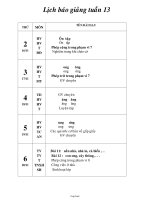 Thiết kế bài học khối lớp 1 - Tuần 13 năm 2009