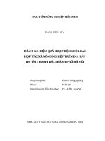 Đánh giá hiệu quả hoạt động của các hợp tác xã nông nghiệp trên địa bàn huyện thanh trì, thành phố hà nội   