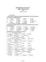 Đề kiểm tra học kỳ I môn: Tiếng Anh khối 7 thời gian: 45 phút