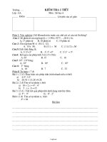 Giáo án lớp 6 môn học Số học - Kiểm tra 1 tiết