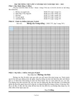 Bài thi tiếng việt lớp 3 cuối học kì I năm học 2011 – 2012