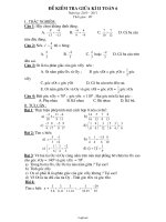 Đề kiểm tra giữa kì II Toán 6 - Năm học 2010-2011