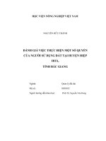 Đánh giá việc thực hiện một số quyền của người sử dụng đất tại huyện hiệp hòa, tỉnh bắc giang   