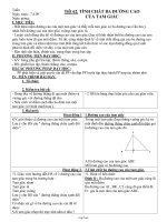 Giáo án môn học Hình học 7 năm 2009 - Tiết 62: Tính chất ba đường cao của tam giác