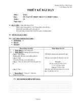 Giáo án Toán 2 tuần 33 bài: Ôn tập về phép nhân và phép chia