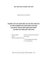 Nghiên cứu xác định một số chỉ tiêu sinh sản và thử nghiệm thụ tinh nhân tạo cho lợn rừng trong điều kiện nuôi nhốt tại khu vực phía bắc việt nam  luận án tiến sĩ  sinh sản và bệnh sinh sản gia súc 62 64 01 06 