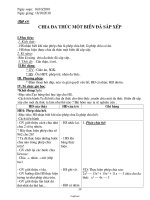 Giáo án môn Đại số lớp 8 tiết 17: Chia đa thức một biến đã sắp xếp