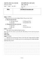 Bài kiểm tra giữa kì I môn : Ngữ văn lớp : 7