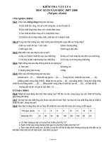 Kiểm tra vật lý 6 học kì II - Năm học 2007-2008 (thời gian: 45 phút)