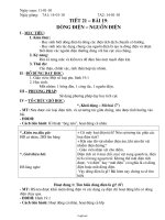 Giáo án môn học Vật lý lớp 7 - Tiết 21 – Bài 19: Dòng điện – nguồn điện