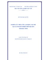 Nghiên cứu thỏa ước lao động tập thể tại các doanh nghiệp trên địa bàn tỉnh bắc ninh 