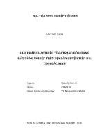 Giải pháp giảm thiểu tình trạng bỏ hoang đất nông nghiệp trên địa bàn huyện tiên du, tỉnh bắc ninh   