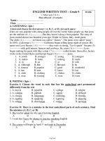English written test – Grade 9