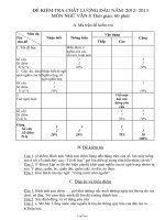 Đề kiểm tra chất lượng đầu năm 2012- 2013 môn ngữ văn 8 thời gian: 60 phút