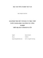 Giải pháp thu hút vốn đầu tư trực tiếp nước ngoài (fdi) vào lĩnh vực công nghiệp trên địa bàn tỉnh hưng yên   