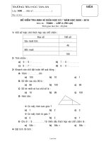 Đề kiểm tra định kì giữa học kì I - Năm học 2009 – 2010 môn thi: Toán học - Lớp 2 (thi lại)