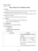 Giáo án Tin học 7 - Bài 5: Thao tác với bảng tính - Năm học 2010-2011