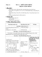 Giáo án môn Lí lớp 6 - Tuần 12 - Tiết 12 : Khối lượng riêng trọng lượng riêng