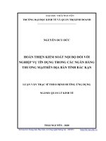 Hoàn thiện kiểm soát nội bộ đối với nghiệp vụ tín dụng trong các ngân hàng thương mại trên địa bàn tỉnh bắc kạn 