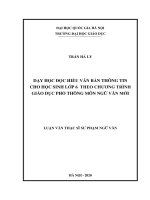 Dạy học đọc hiểu văn bản thông tin cho học sinh lớp 6 theo chương trình giáo dục phổ thông môn ngữ văn mới 