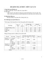 Đề kiểm tra 45p môn Vật lí Lớp 8 - Trường THCS Quang Kim