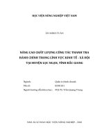 Nâng cao chất lượng công tác thanh tra hành chính trong lĩnh vực kinh tế   xã hội tại huyện lục ngạn, tỉnh bắc giang   