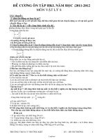 Đề cương ôn tập học kì I Vật lí Lớp 8 - Năm học 2011-2012 - Hồ Trí Thông