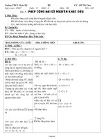 Giáo án lớp 6 môn học Số học - Tuần 15 - Tiết 45 - Bài 5 : Phép cộng hai số nguyên khác dấu