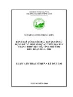 Đánh giá công tác đấu giá quyền sử dụng đất của một số dự án trên địa bàn thành phố việt trì tỉnh phú thọ giai đoạn 2014 2016 