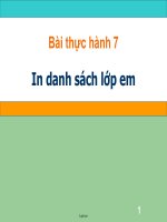 Bài giảng lớp 7 môn Tin học - Bài thực hành 7: In danh sách lớp em