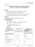 Giáo án môn Đại số lớp 7 - Tiết 4 - 5: Giá trị tuyệt đối của một số hữu tỉ cộng, trừ, nhân, chia số thập phân