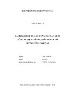 Đánh giá hiệu quả sử dụng đất sản xuất nông nghiệp trên địa bàn huyện đô lương, tỉnh nghệ an   