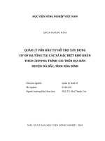 Quản lý vốn đầu tư hỗ trợ xây dựng cơ sở hạ tầng tại các xã đặc biệt khó khăn theo chương trình 135 trên địa bàn huyện đà bắc, tỉnh hòa bình   