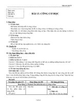 Giáo án môn Vật lí Lớp 8 - Bài 13: Công cơ học