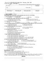 Đề kiểm tra học kỳ II – năm học : 2010 - 2011 thời gian làm bài 45 phút (không kể thời gian phát đề) môn : Sinh học 6