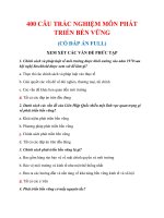 400 CÂU TRẮC NGHIỆM MÔN PHÁT TRIỂN BỀN VỮNG (có đáp án FULL)