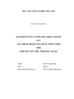 Giải pháp tăng cường huy động nguồn lực tài chính trong xây dựng nông thôn mới ở huyện yên thế, tỉnh bắc giang   