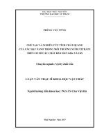 Chế tạo và nghiên cứu tính chất quang của các hạt nano trong môi trường nước citrate trên cơ sở các chất bán dẫn cdse và cds 
