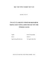 Ứng xử của hộ dân với rủi ro dịch bệnh trong chăn nuôi gà đồi ở huyện yên thế tỉnh bắc giang   