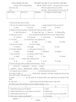 Đề kiểm tra học kỳ II, năm học 2008-2009 môn thi: Tiếng anh 9 – thời gian làm bài: 45 phút thời gian : 20 phút (không kể thời gian giao đề)